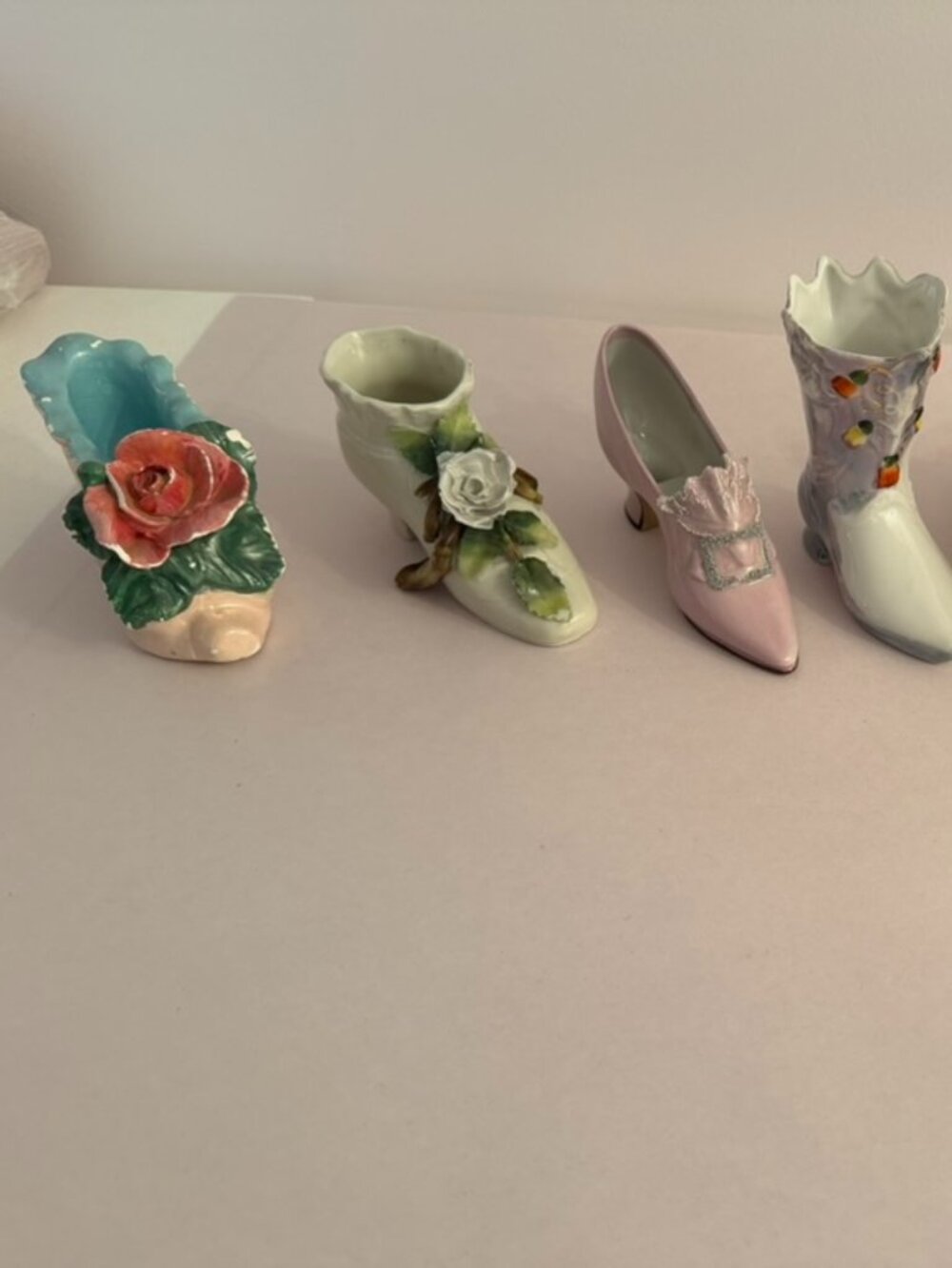 Vintage Porcelain and Glass Shoe Figurine Collection